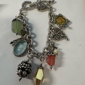 Brighton Multi Charm Bracelet with Green, Coral & Yellow Accents